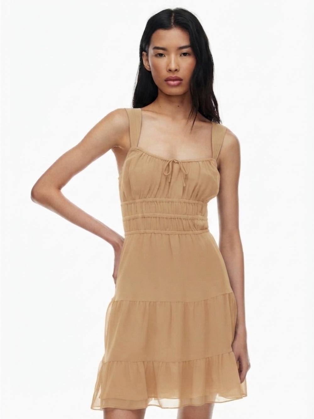 Aritzia Sunday Best Sz S Martine Tan Romantic Tiered Mini Dress